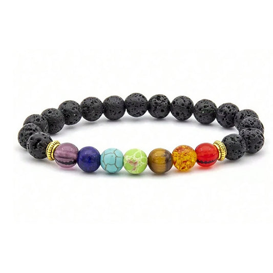 Chakra Bracelet with Volcanic Lava stones