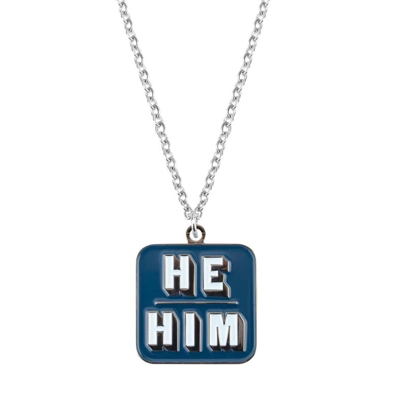 Enamel Pronoun Necklace: He/Him