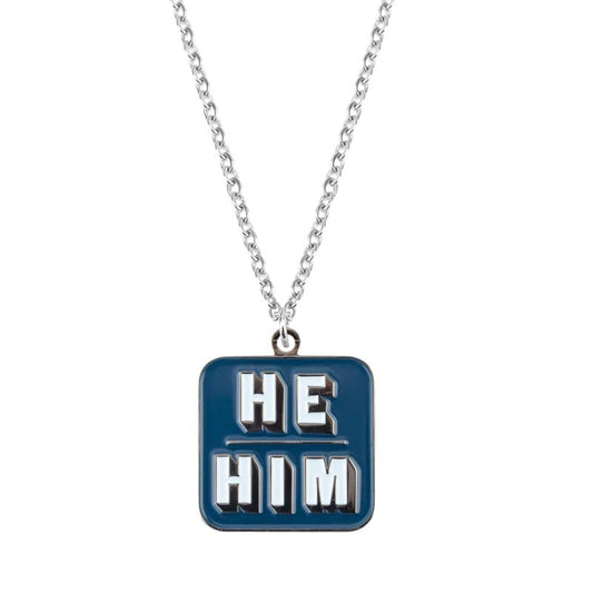 Enamel Pronoun Necklace: He/Him