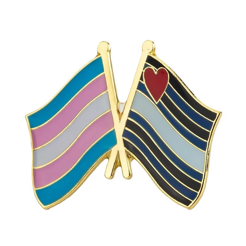 Enamel Dual Mini Pin: Trans & Leather Pride Flag