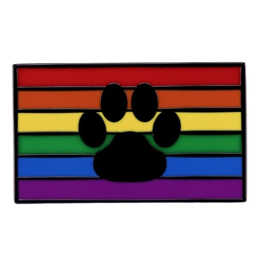 Enamel Pin: Pet Paw Print Rainbow Flag