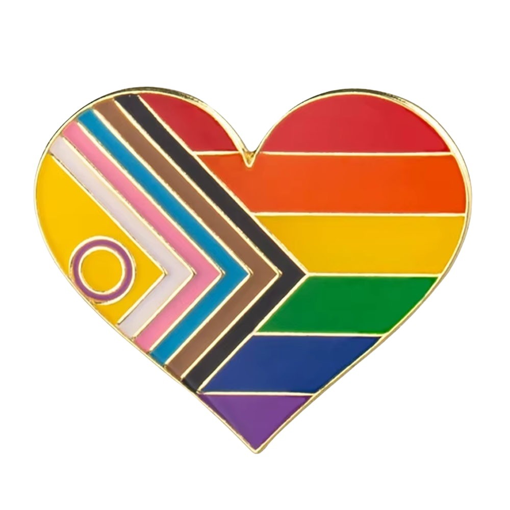 Enamel Heart Pin: Progress Flag