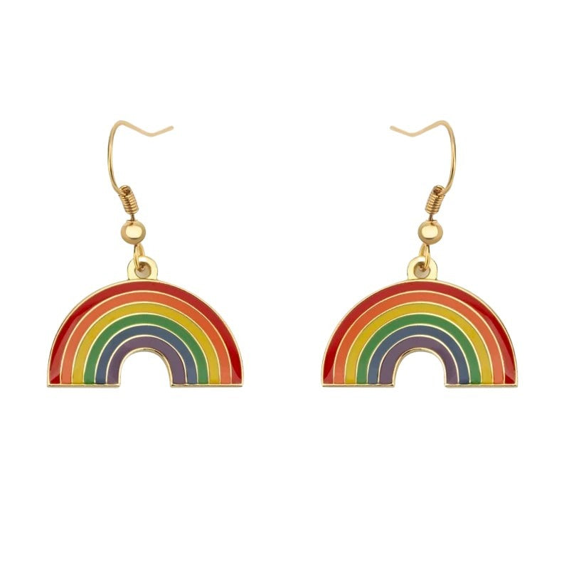 Enamel Rainbow Earrings: Rainbow Flag