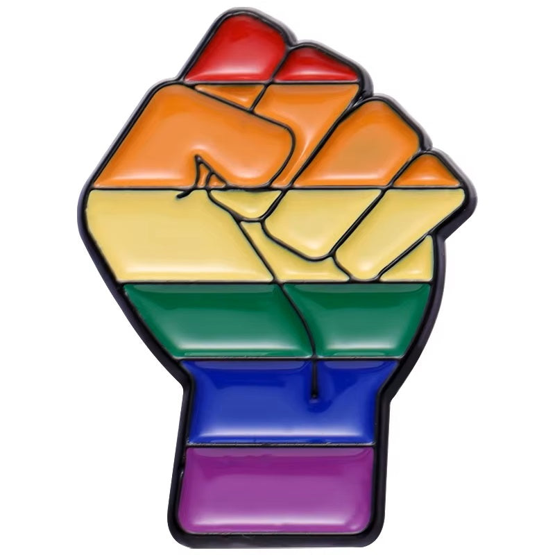 Enamel Pin: Rainbow Pride Power Fist