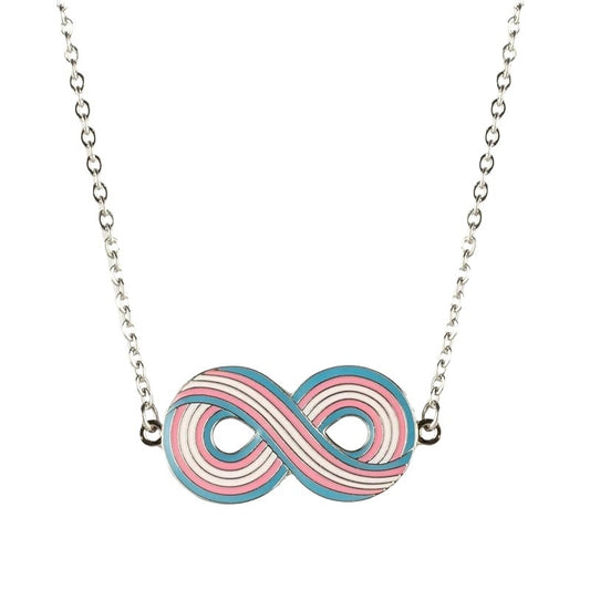 Enamel Infinity Pride Necklace: Trans