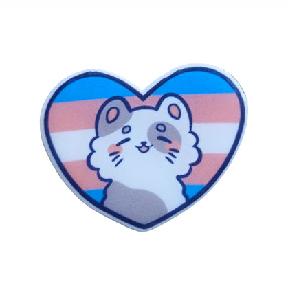 Acrylic Pin: Pride Kitten Heart, Trans