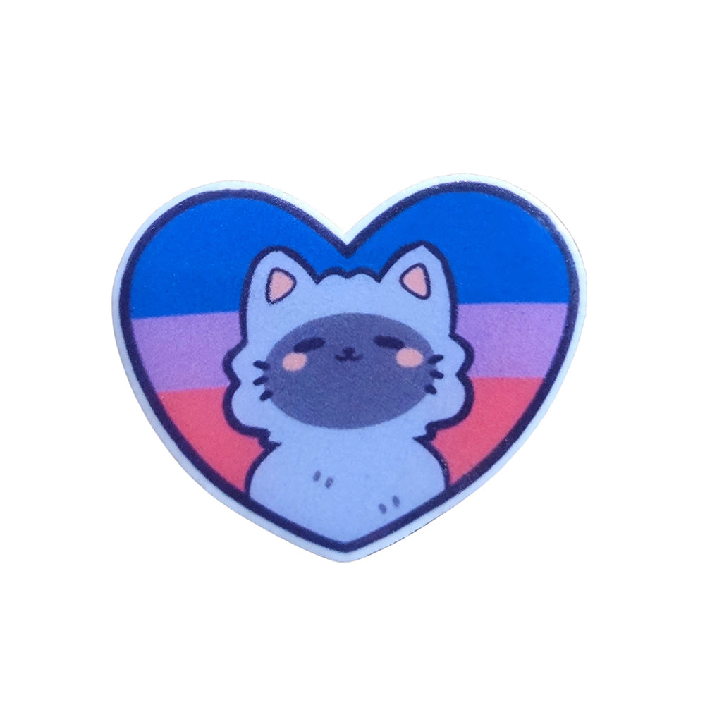 Acrylic Pin: Pride Kitten Heart, Bisexual