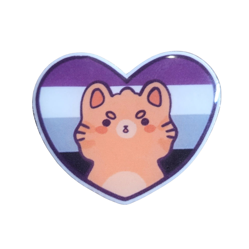 Acrylic Pin: Pride Kitten Heart, Asexual