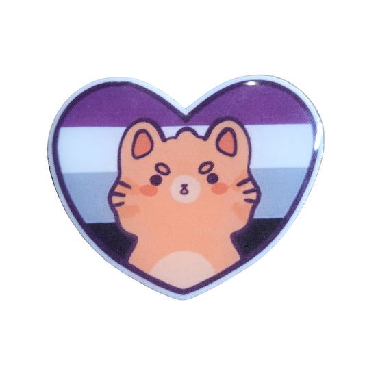 Acrylic Pin: Pride Kitten Heart, Asexual