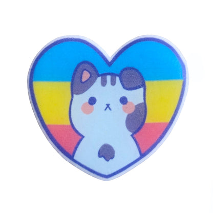 Acrylic Pin: Pride Kitten Heart, Pansexual