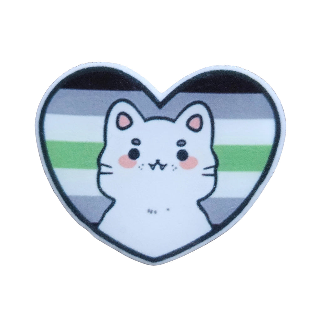 Acrylic Pin: Pride Kitten Heart, Agender