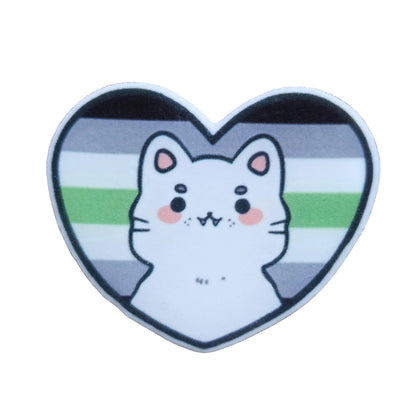 Acrylic Pin: Pride Kitten Heart, Agender
