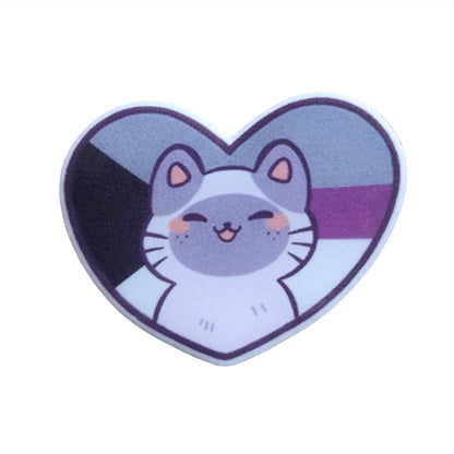 Acrylic Pin: Pride Kitten Heart, Demisexual