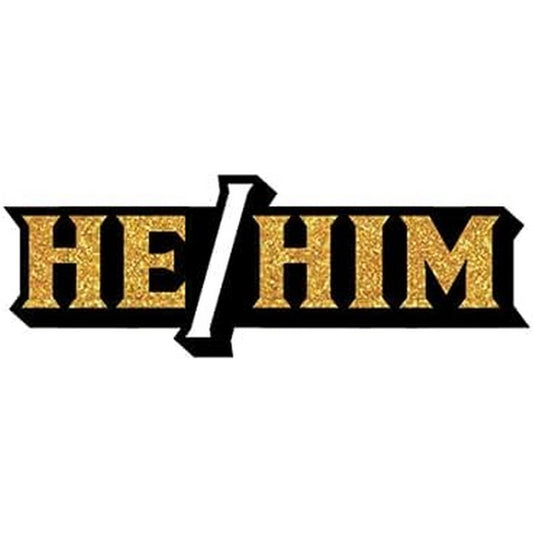 Enamel Pin: He/Him Gold Glitter