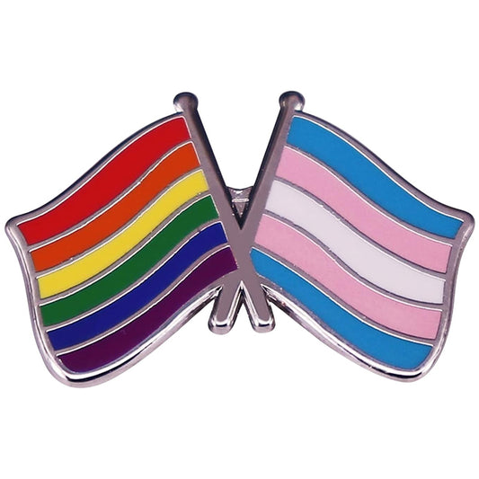 Enamel Dual Mini Pin: Rainbow & Trans Flags