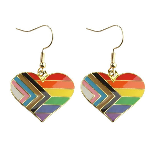 Enamel Rainbow Earrings: Progress Hearts