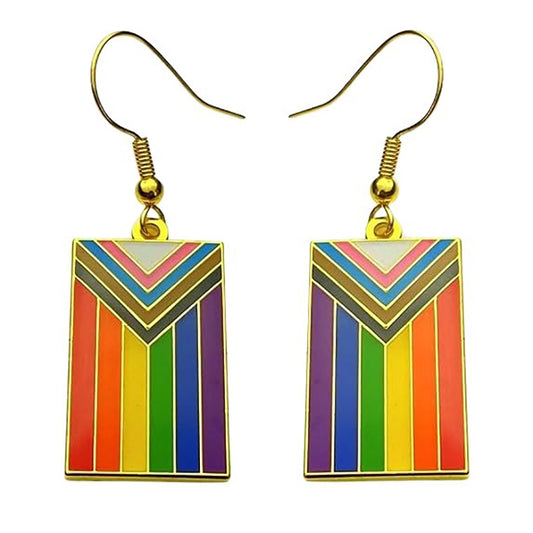 Enamel Rainbow Earrings: Progress Flag