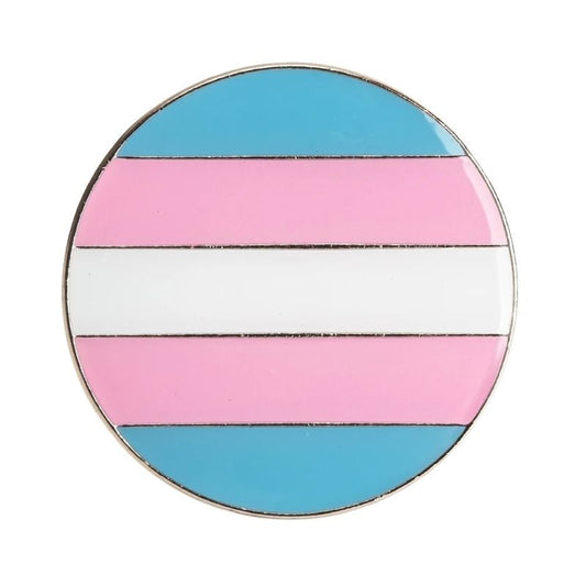 Enamel Circle Pin: Trans Flag