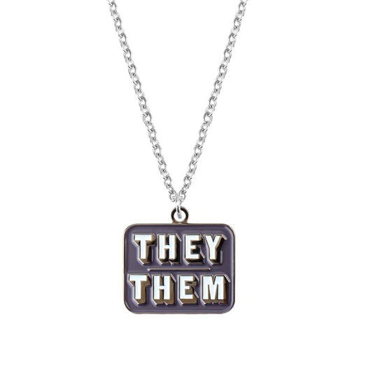 Enamel Pronoun Necklace: They/Them