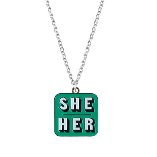 Enamel Pronoun Necklace: She/Her