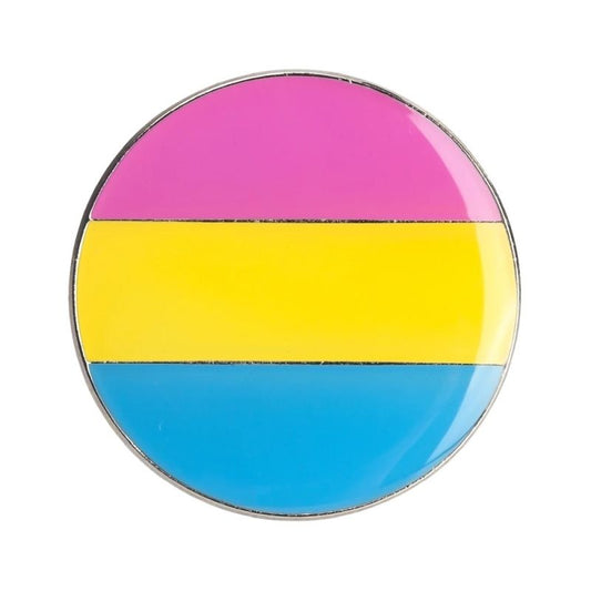 Enamel Circle Pin: Pansexual Flag