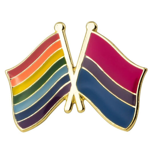 Enamel Dual Mini Pin: Rainbow & Bisexual Flags