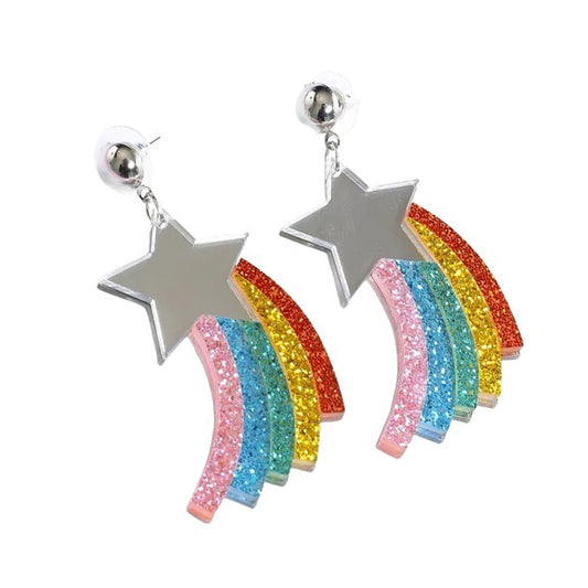 Glitter Rainbow Star Earrings