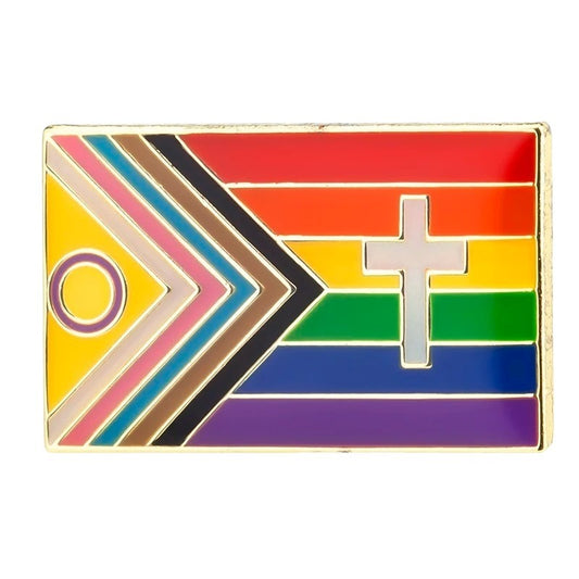Enamel Pin: Inclusive Flag with Cross