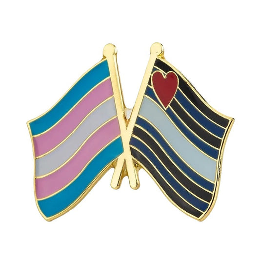 Enamel Dual Mini Pin: Trans & Leather Pride Flag