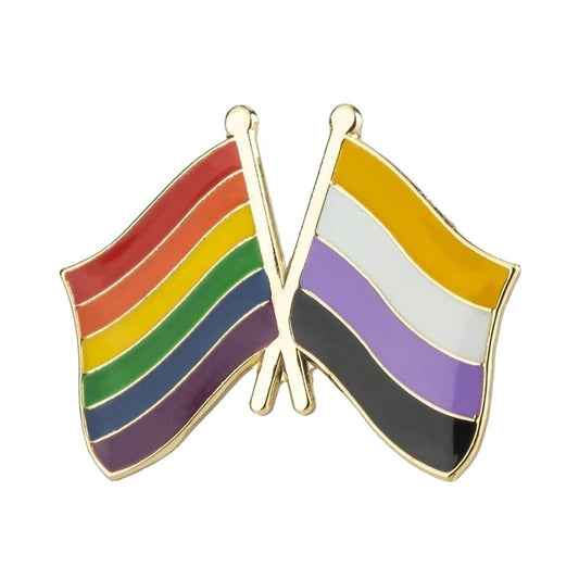 Enamel Dual Mini Pin: Rainbow & Non-binary Flag