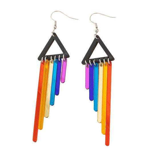 Geometric Rainbow Dangle Earrings