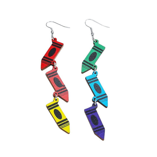 Rainbow Crayon Dangle Earrings