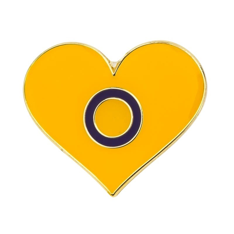 Enamel Heart Pin: Intersex Flag