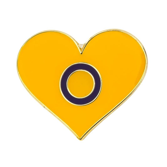 Enamel Heart Pin: Intersex Flag