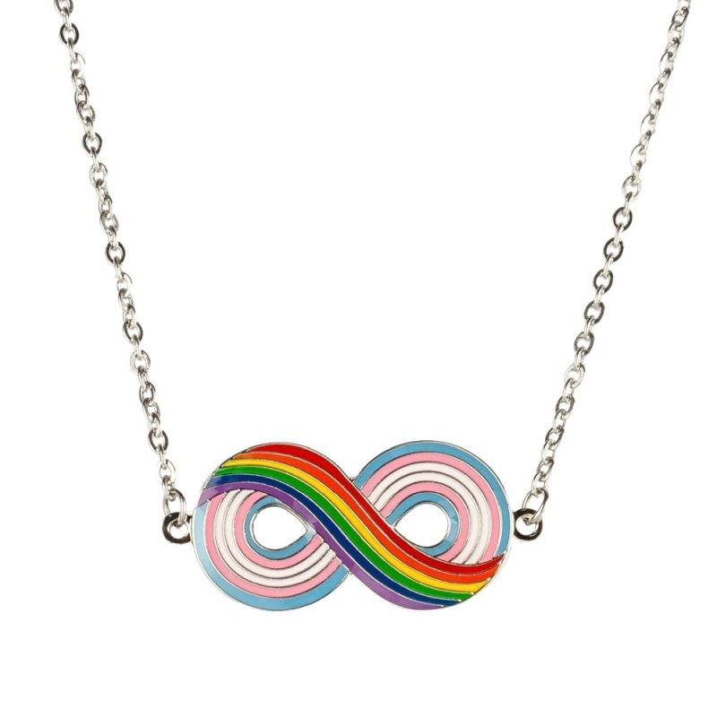 Enamel Infinity Pride Necklace: Rainbow/Trans