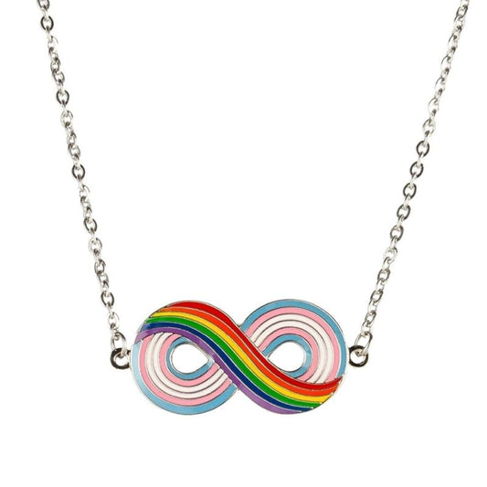 Enamel Infinity Pride Necklace: Rainbow/Trans