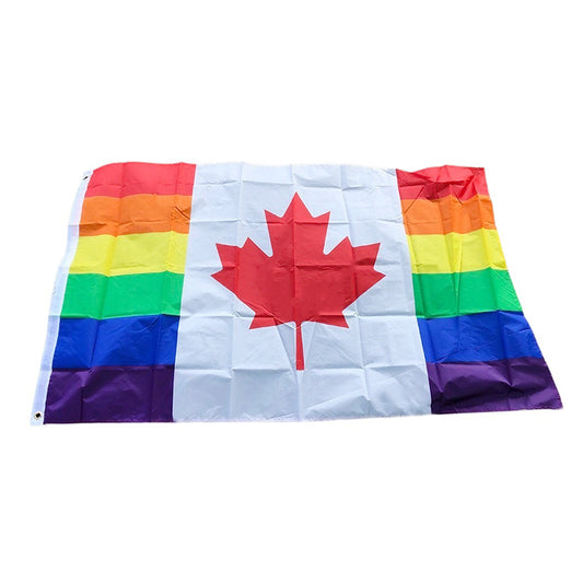 Rainbow Pride Maple Leaf Flag: Medium