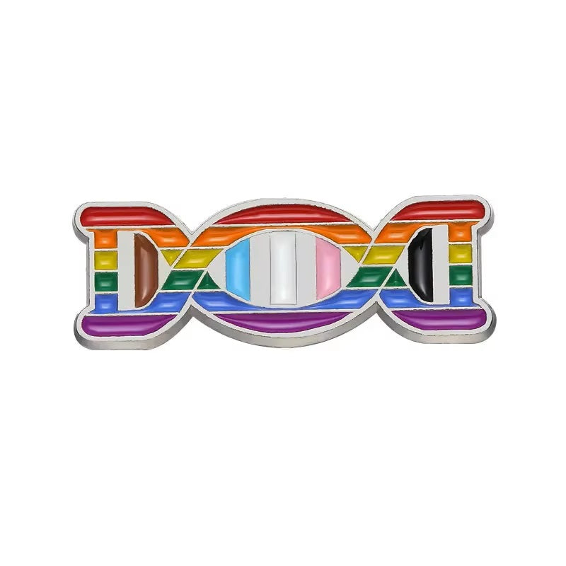 Enamel Pin: Rainbow DNA Helix