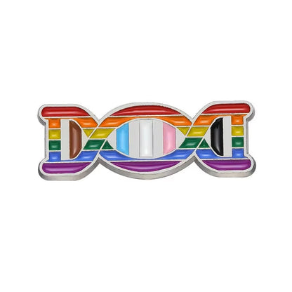 Enamel Pin: Rainbow DNA Helix