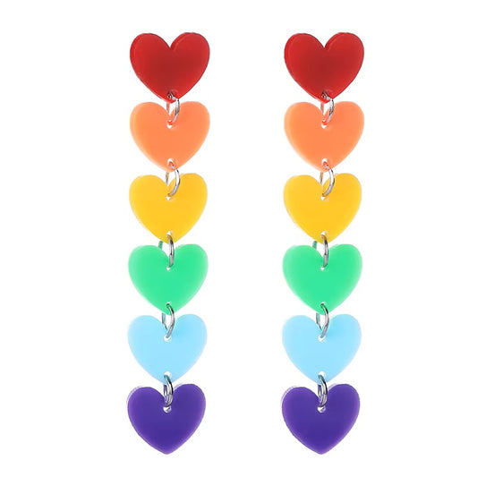 Rainbow Heart Drop Earrings