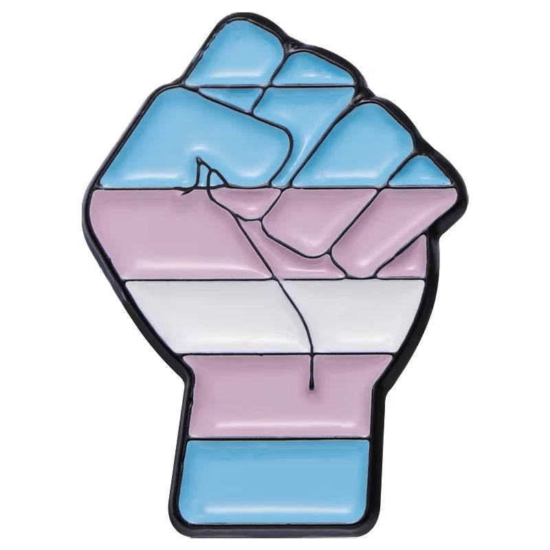 Enamel Pin: Trans Pride Power Fist