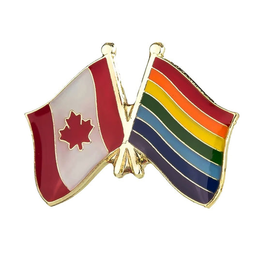 Enamel Dual Mini Pin: Canada & Rainbow Flag