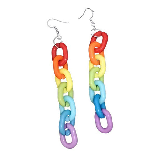 Rainbow Link Chain Earrings