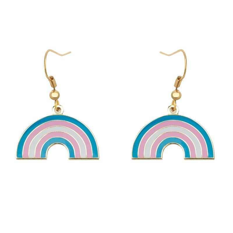 Enamel Rainbow Earrings: Trans Flag