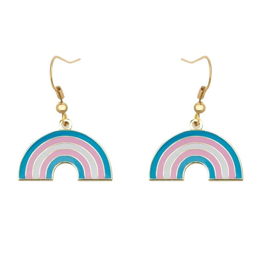 Enamel Rainbow Earrings: Trans Flag