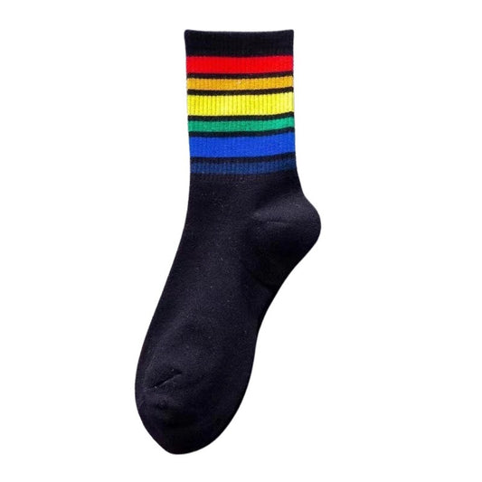 Retro Rainbow Crew Sock (Black or White)