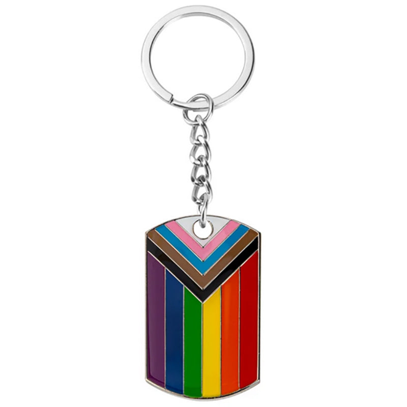 Enamel Pride Keychain: Progress Flag