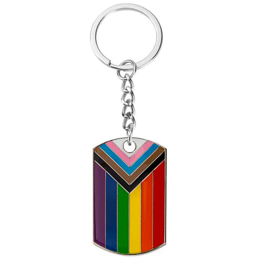 Enamel Pride Keychain: Progress Flag