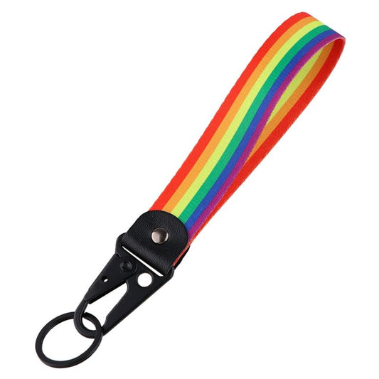 Rainbow Lanyard Keychain with Metal Clip