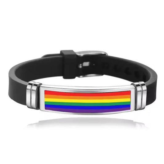 Silicone & Stainless Steel Pride Bracelet